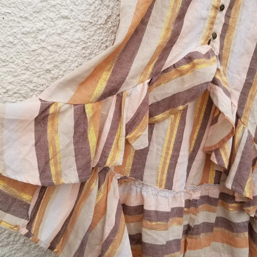 NWOT Z&L high-low warm tone striped skirt with metallic threading medium - Picture 3 of 8